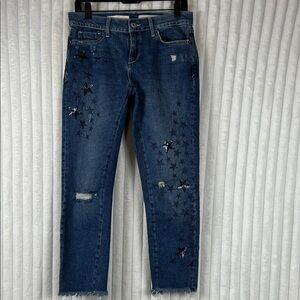 Pilcro and The Letterpress Anthropologie Sequin Star slim Boyfriend Jeans 26